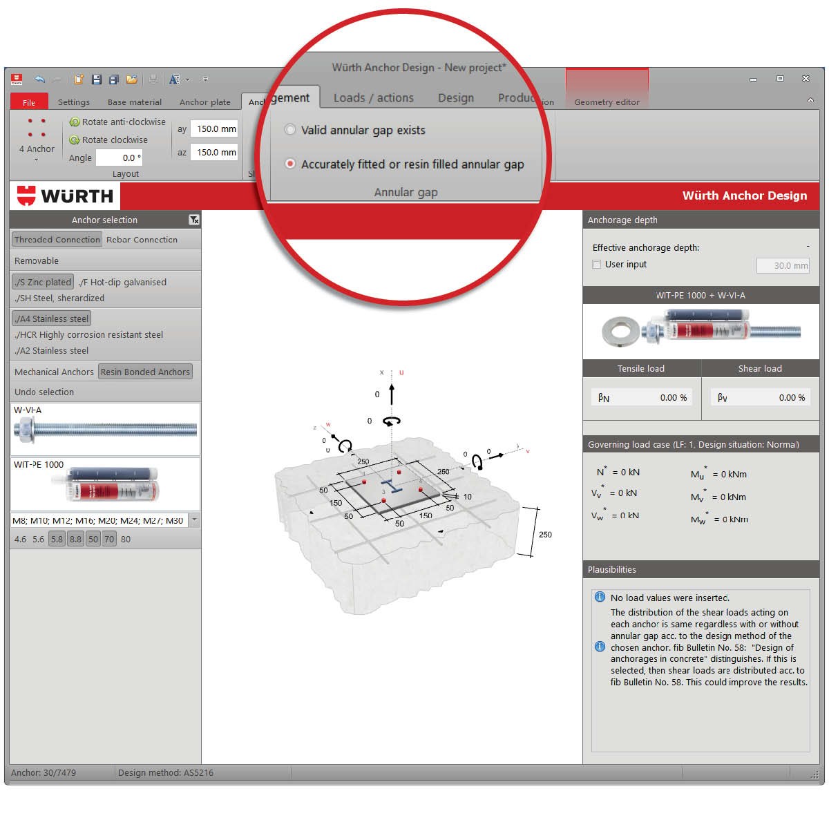 Wurth Anchor Design Software - Annular Space