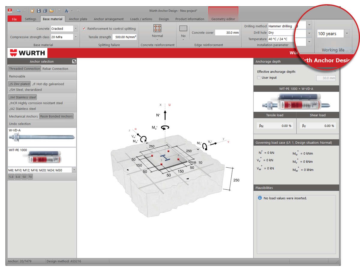 Anchor Design Software - 100-year working life