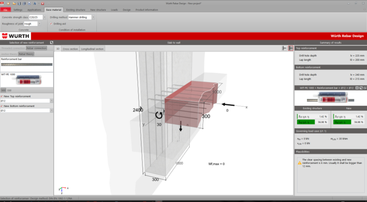 Post-installed Rebar Design Sofware - Intuitive User Interface