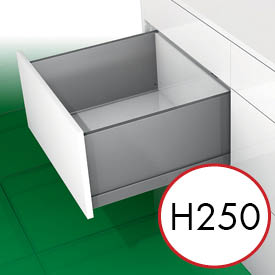 High Drawer H250 Slim, closed drawer side with high stability up to a front height of 780 mm