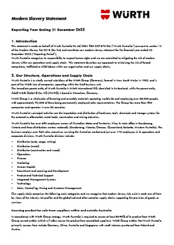 Modern Slavery Statement 2022